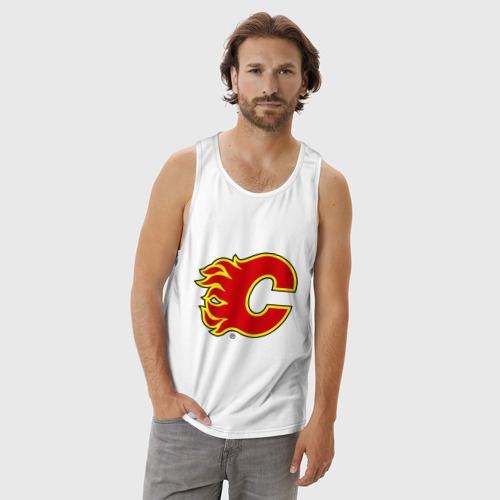 Мужская майка хлопок Calgary Flames, цвет белый - фото 3