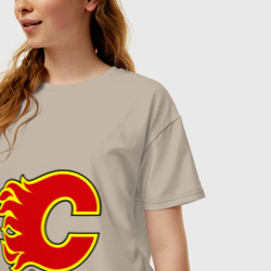 Женская футболка хлопок Oversize Calgary Flames - фото 2