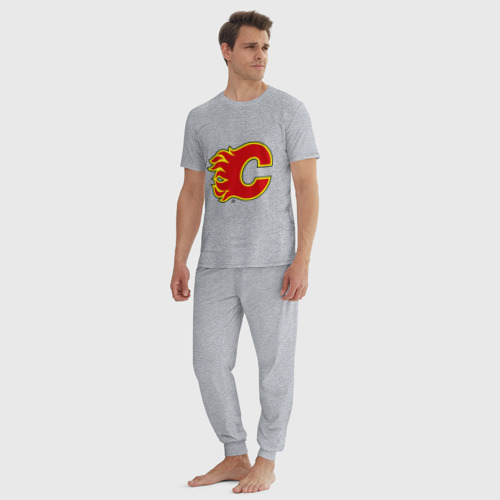 Мужская пижама хлопок Calgary Flames, цвет меланж - фото 5