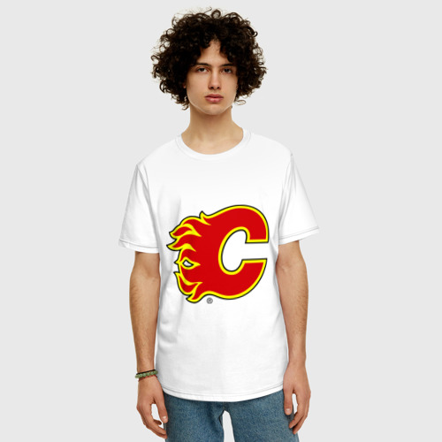 Мужская футболка хлопок Oversize Calgary Flames, цвет белый - фото 3