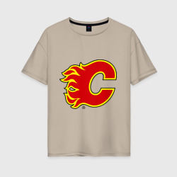 Женская футболка хлопок Oversize Calgary Flames