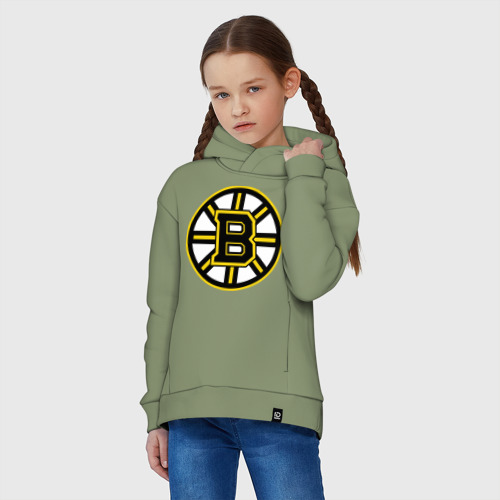 Детское худи Oversize хлопок Boston Bruins, цвет авокадо - фото 3