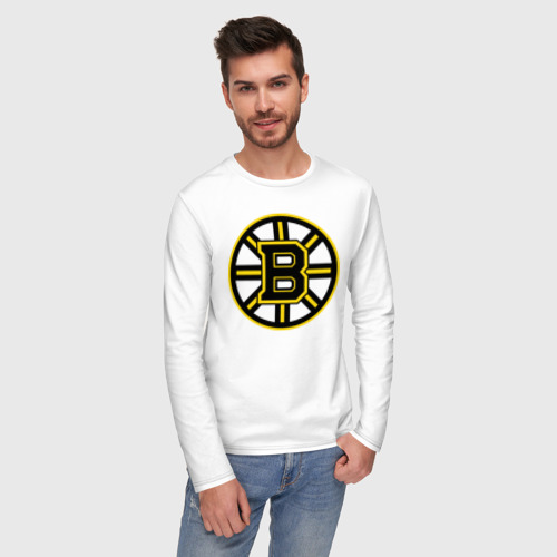 Мужской лонгслив хлопок Boston Bruins, цвет белый - фото 3
