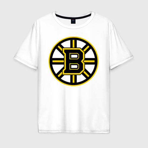 Мужская футболка хлопок Oversize Boston Bruins, цвет белый