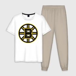 Мужская пижама с белой футболкой хлопок Boston Bruins