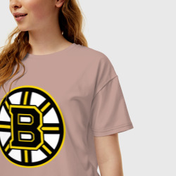 Женская футболка хлопок Oversize Boston Bruins - фото 2