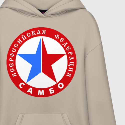 Худи SuperOversize хлопок Федерация самбо, цвет миндальный - фото 3