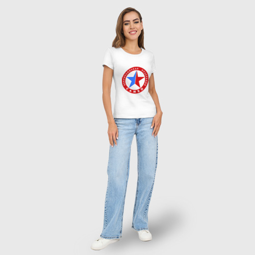 Женская футболка хлопок Slim Федерация самбо, цвет белый - фото 5