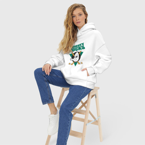 Женское худи Oversize хлопок Anaheim Mighty Ducks, цвет белый - фото 7