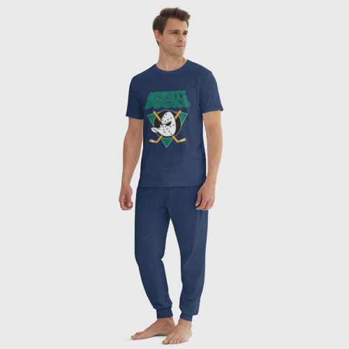 Мужская пижама хлопок Anaheim Mighty Ducks, цвет темно-синий - фото 5