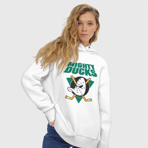 Женское худи Oversize хлопок Anaheim Mighty Ducks, цвет белый - фото 4