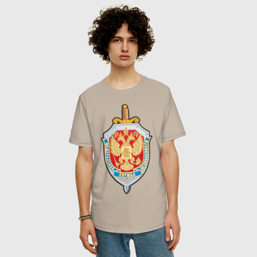 Мужская футболка хлопок Oversize ФСБ 2, цвет миндальный - фото 3