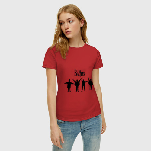Женская футболка хлопок The Beatles3, цвет красный - фото 3