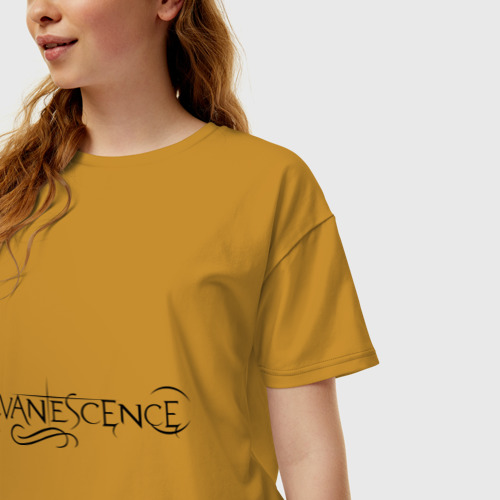 Женская футболка хлопок Oversize Evanescence, цвет горчичный - фото 3