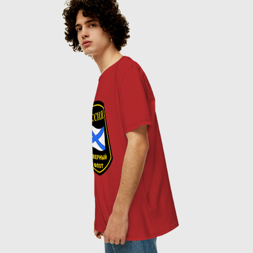 Мужская футболка хлопок Oversize Северный флот, цвет красный - фото 5