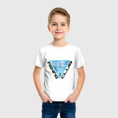 Детская футболка хлопок Клуб любителей рыбалки, цвет белый - фото 3