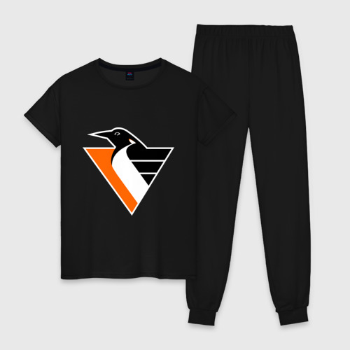 Женская пижама хлопок Pittsburgh Penguins, цвет черный