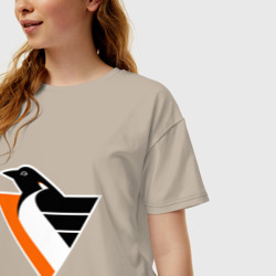 Женская футболка хлопок Oversize Pittsburgh Penguins - фото 2