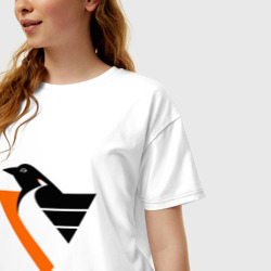 Женская футболка хлопок Oversize Pittsburgh Penguins - фото 2