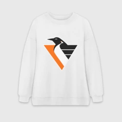 Женский свитшот oversize без начеса хлопок Pittsburgh Penguins