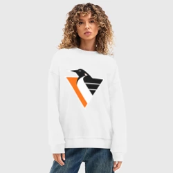 Женский свитшот oversize без начеса хлопок Pittsburgh Penguins - фото 2