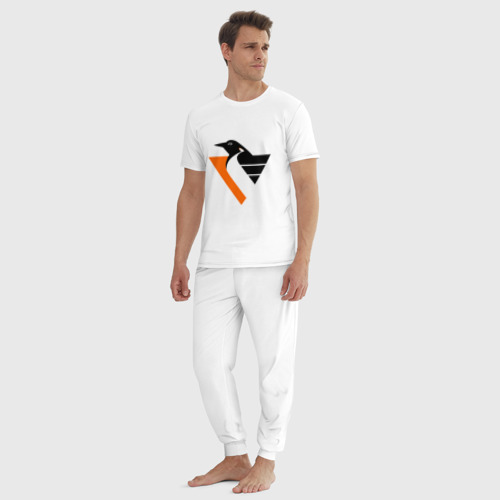 Мужская пижама хлопок Pittsburgh Penguins, цвет белый - фото 5