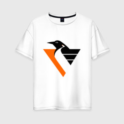 Женская футболка хлопок Oversize Pittsburgh Penguins