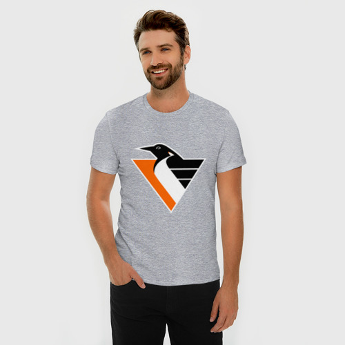Мужская футболка хлопок Slim Pittsburgh Penguins, цвет меланж - фото 3