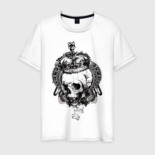 Мужская футболка хлопок Crown Skull, цвет белый