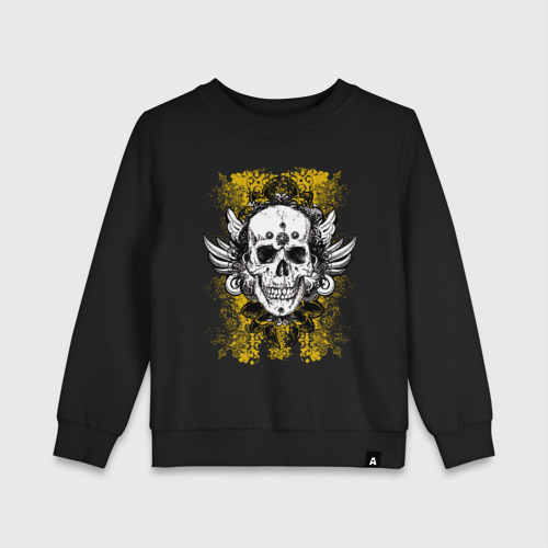 Детский свитшот хлопок Grunge skulls, цвет черный