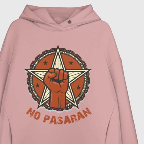 Женское худи Oversize хлопок No Pasaran, цвет пыльно-розовый - фото 3