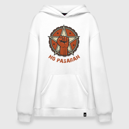 Худи SuperOversize хлопок No Pasaran, цвет белый