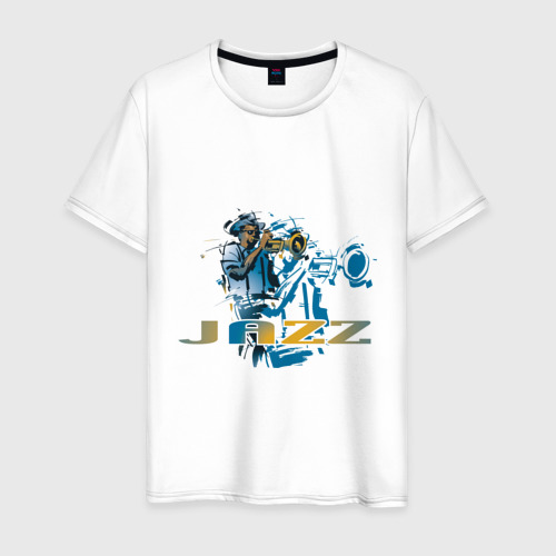 Мужская футболка из хлопка с принтом Jazz 2, вид спереди №1