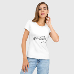 Женская футболка хлопок Slim Автограф Элвиса Пресли - фото 2