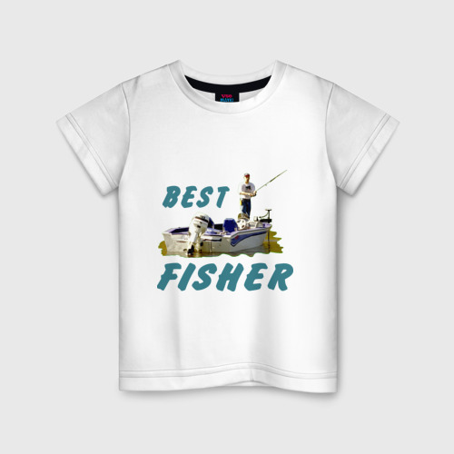 Детская футболка хлопок Best fisher, цвет белый