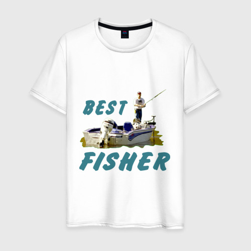 Мужская футболка хлопок Best fisher, цвет белый