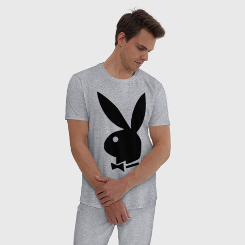 Мужская пижама хлопок Playboy, цвет меланж - фото 3