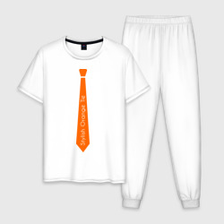 Мужская пижама хлопок Стильный оранжевый галстук