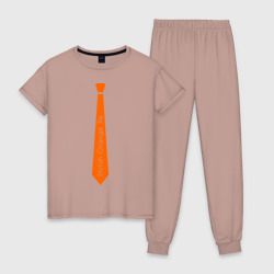 Женская пижама хлопок Стильный оранжевый галстук