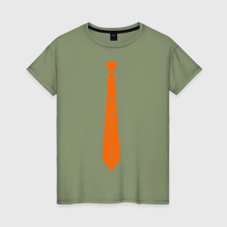 Женская футболка хлопок Стильный оранжевый галстук