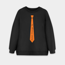 Женский свитшот oversize без начеса хлопок Стильный оранжевый галстук