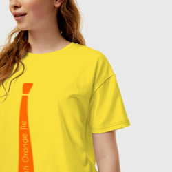 Женская футболка хлопок Oversize Стильный оранжевый галстук - фото 2