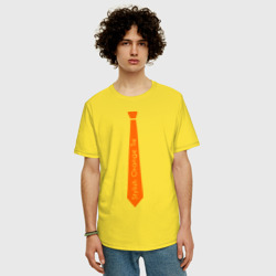 Мужская футболка хлопок Oversize Стильный оранжевый галстук - фото 2