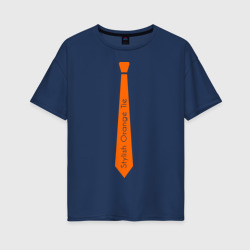 Женская футболка хлопок Oversize Стильный оранжевый галстук