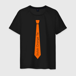 Мужская футболка хлопок Стильный оранжевый галстук