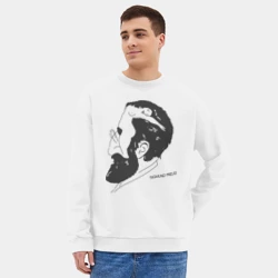Мужской свитшот oversize без начеса хлопок Портрет Зигмунда Фрейда - фото 2