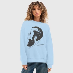 Женский свитшот oversize без начеса хлопок Портрет Зигмунда Фрейда - фото 2