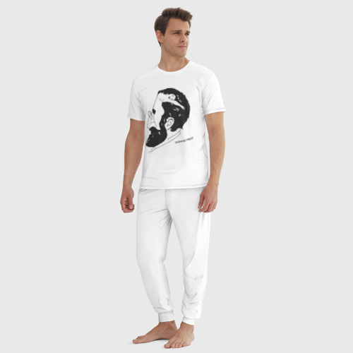 Мужская пижама хлопок Портрет Зигмунда Фрейда, цвет белый - фото 5