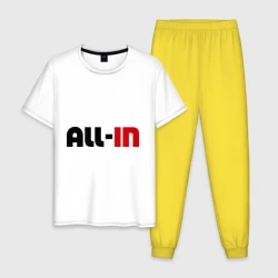 Мужская пижама с белой футболкой хлопок All-in