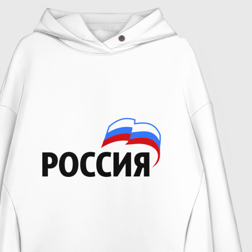 Женское худи Oversize хлопок Россия 3, цвет белый - фото 3